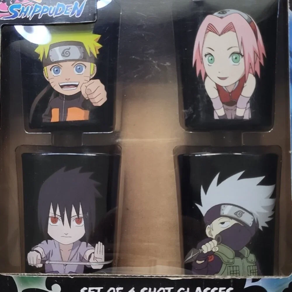 Naruto Shippuden Shot‎ Glass Set – Set of 4 Collectible Anime Drinkware  NIB
